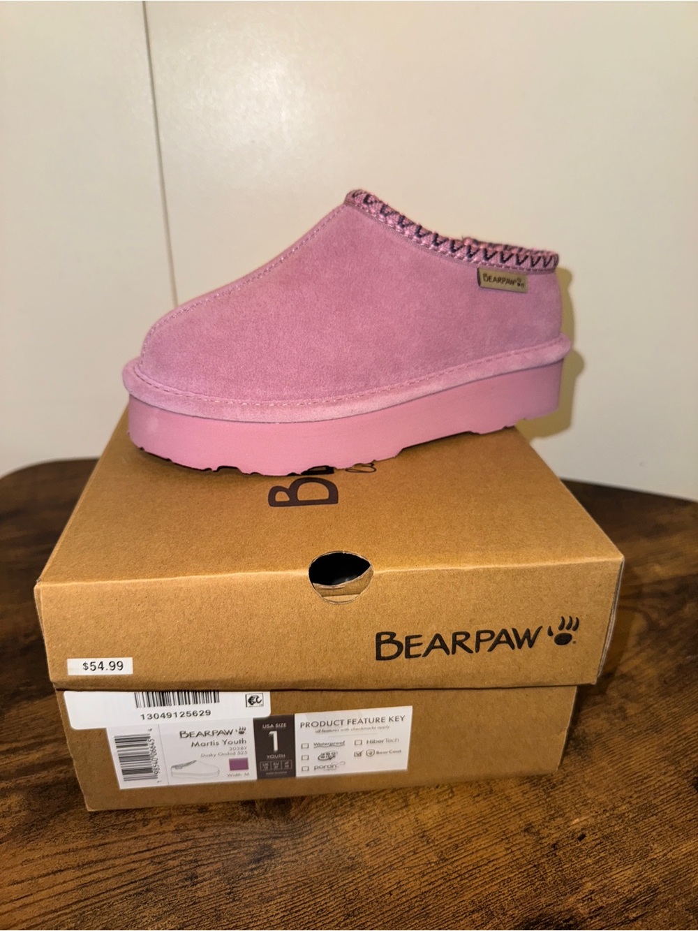 Bearpaw kids martis slip on boots sz 1